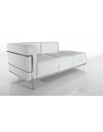 Sofá Lounge tres cuerpos modelo LC3 Le Corbusier Daybed ecocuero Blanco