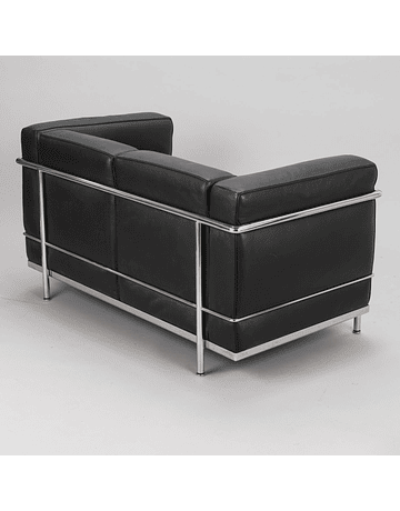 Sofá poltrona Dos cuerpos modelo LC2 Le Corbusier ecocuero Negro