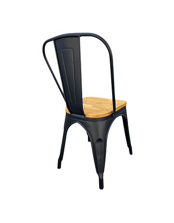 Silla Tolix Color Negro Asiento Madera