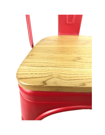 Silla Tolix Color Rojo Asiento Madera