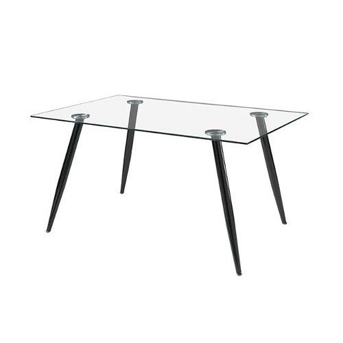 Mesa Comedor Rectangular Clear 140 x 80 cm Base Negra