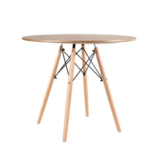 Mesa Redonda Shanna 80cm | Cubierta Efecto Madera