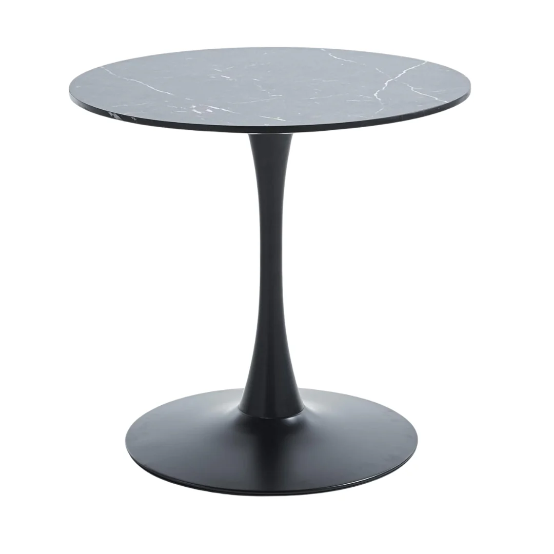 Comedor Mesa Redonda Estela Negra 80cm + 4 Sillas Tulip Negro