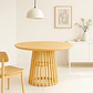 Mesa Redonda de 100 cm Madera Natural con Base Estilo Rejilla Reza Feiz - Miniatura 2