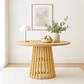 Mesa Redonda de 100 cm Madera Natural con Base Estilo Rejilla Reza Feiz - Miniatura 1