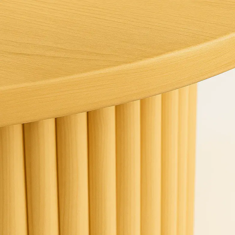 Mesa Redonda de 130 cm Madera Natural con Base Rejilla Cilindrica Reza Feiz  4