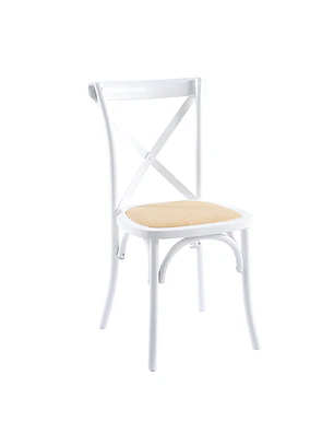 Silla Crossback Madera Blanca / Ratan 