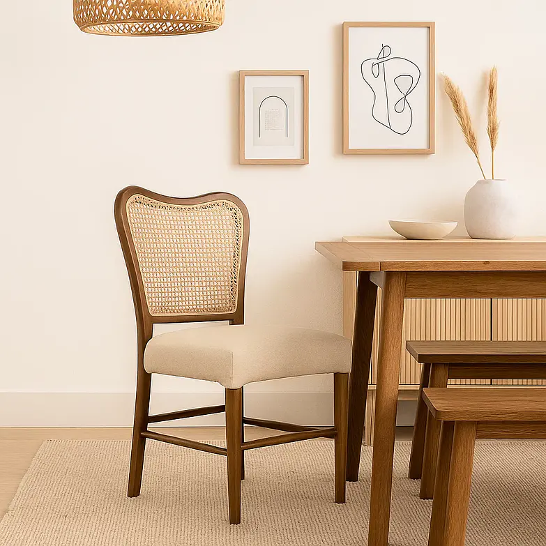 Silla Boho Chic de Respaldo Trenzado  3