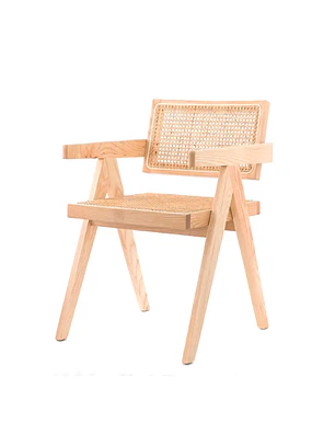 Silla Chandigarh Madera y Rattan - Natural
