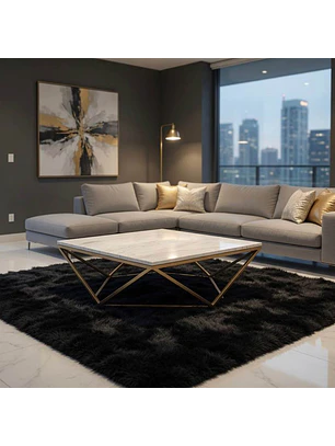 Mesa centro con cubierta de Marmol de Carrara - Aria Rose Gold de Edloe Finch 