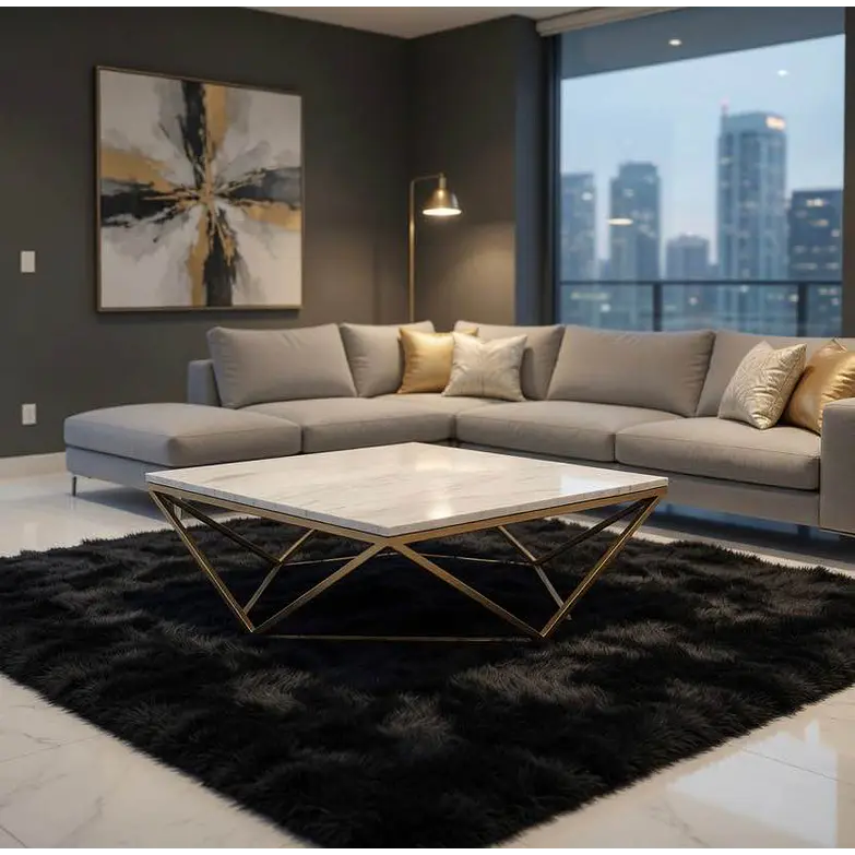 Mesa centro con cubierta de Marmol de Carrara - Aria Rose Gold de Edloe Finch  1