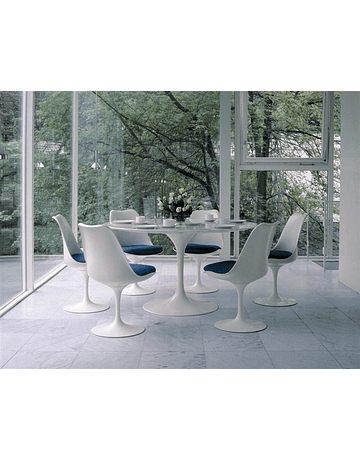 Mesa Tulip Eero Saarinen Mármol Carrara* 100cm con borde Bicelado