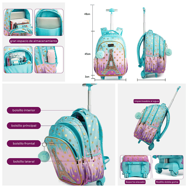 Mochila Rodante Infantil Fútbol Pro 8