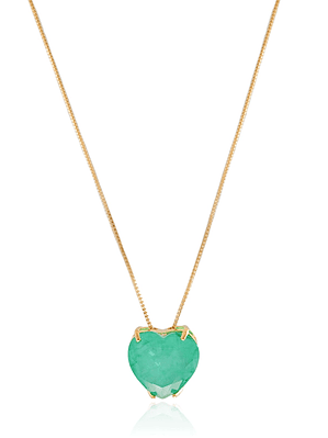 colar pingente coração pedra turmalina fusion