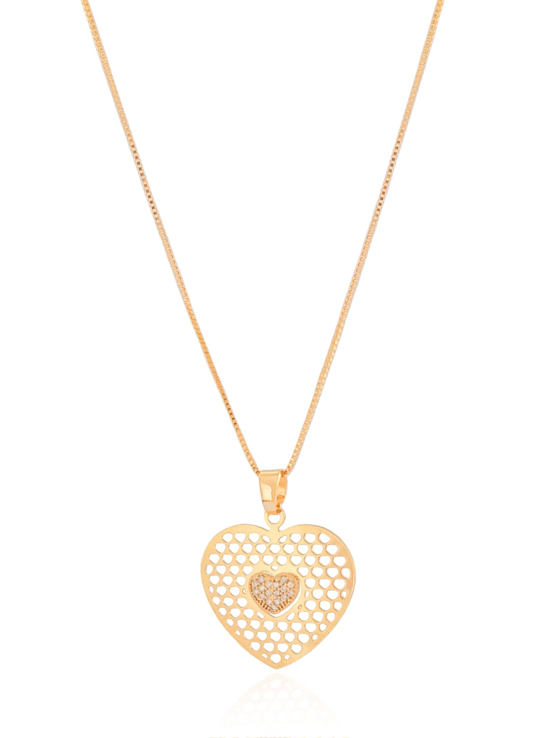 Colar coração cravejado ao centro 2