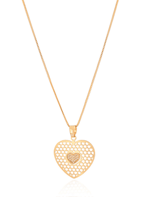 Colar coração cravejado ao centro