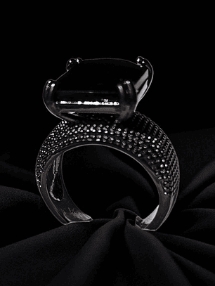Anel zirconia negra quadrada
