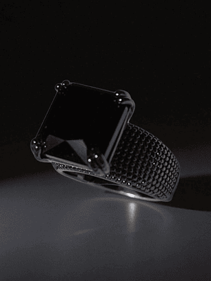 Anel zirconia negra quadrada