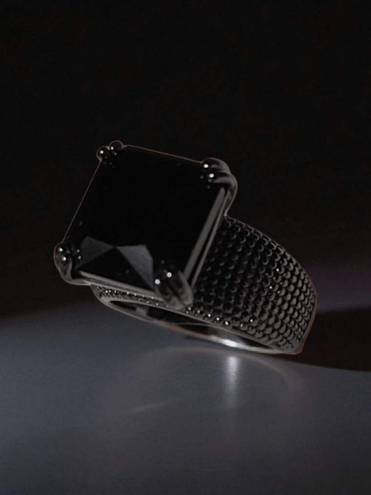 Anel zirconia negra quadrada 2