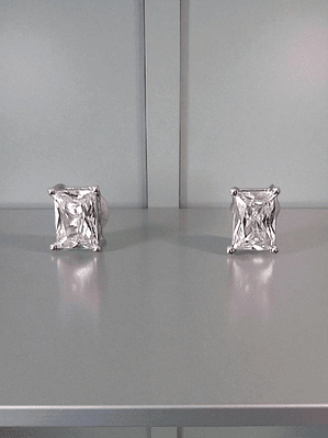 brinco zirconia retangular