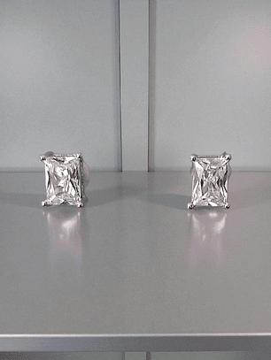 brinco zirconia retangular