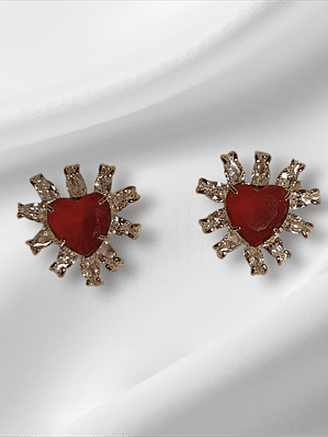 Brinco coração vermelho