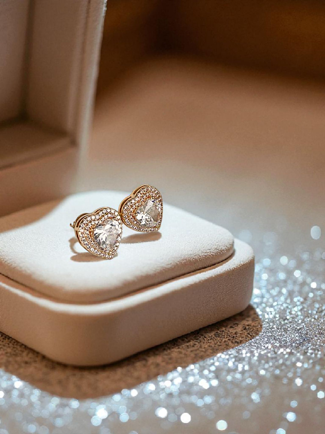 Brinco coração cravejado de zirconia G 1