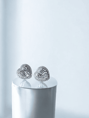 Brinco coração cravejado de zirconia G