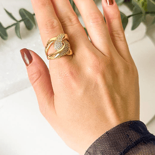 ANEL ENTRELAÇOS CRAVEJADO