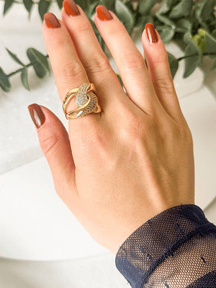 ANEL ENTRELAÇOS CRAVEJADO