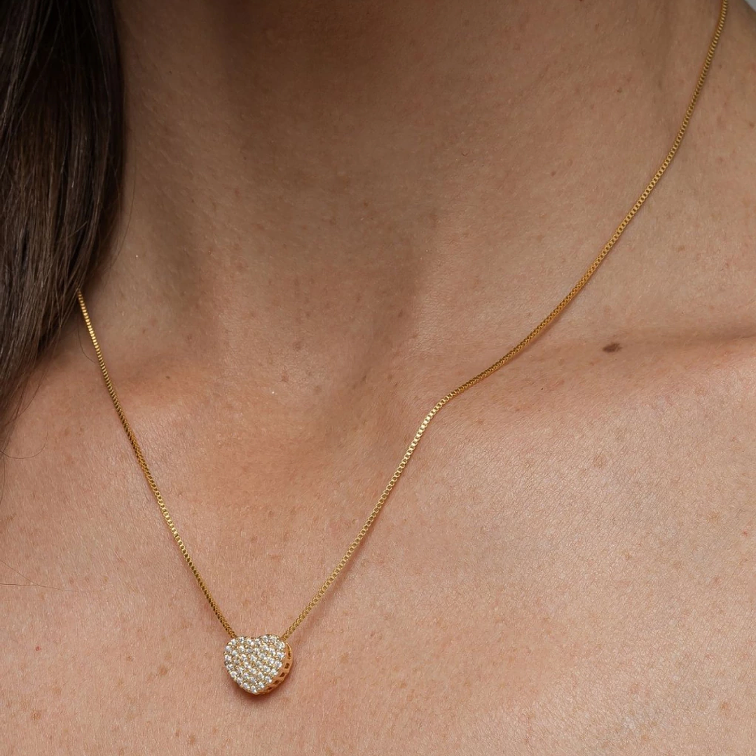 COLAR PINGENTE CORAÇÃO CRAVEJADO 1