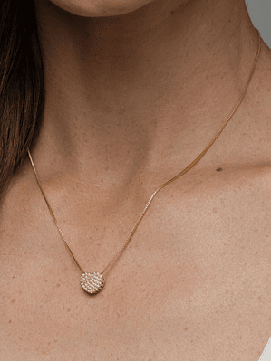 COLAR PINGENTE CORAÇÃO CRAVEJADO