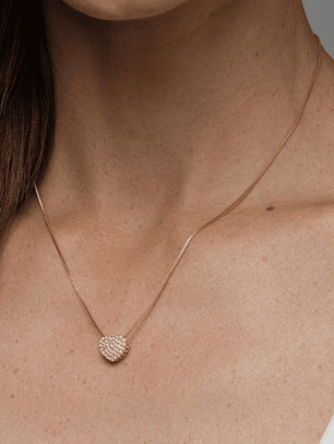 COLAR PINGENTE CORAÇÃO CRAVEJADO