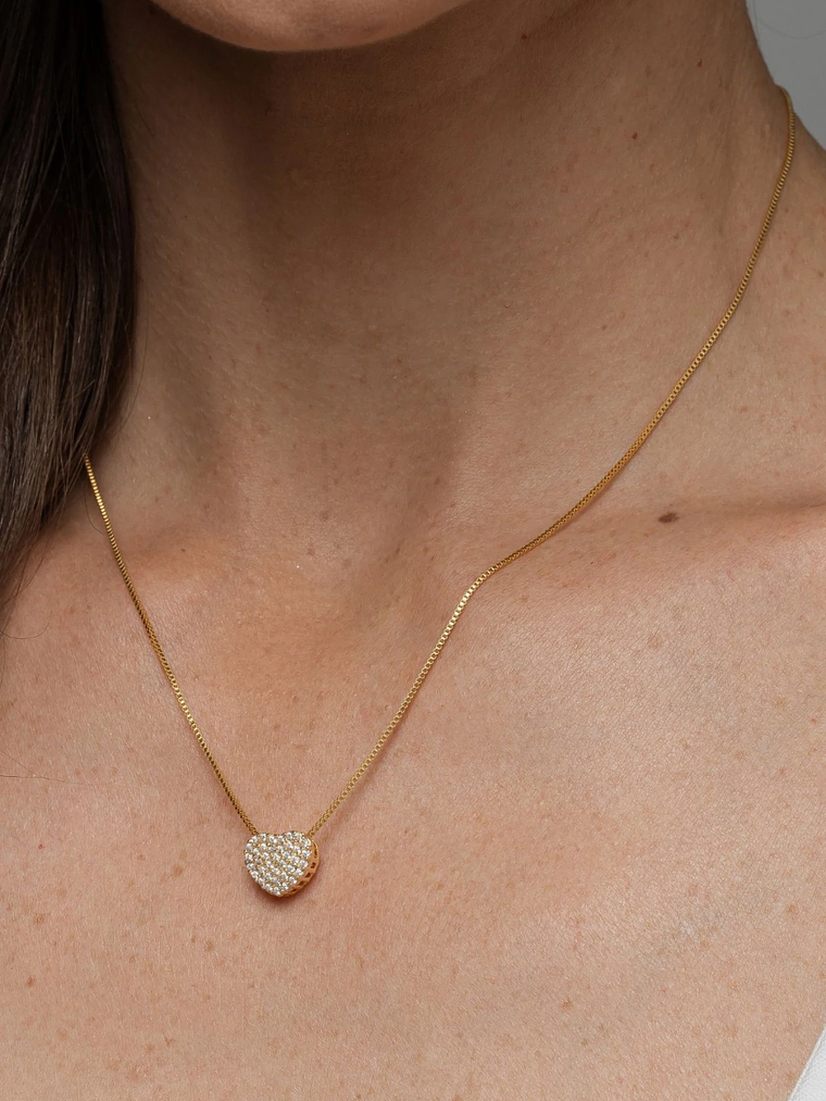 COLAR PINGENTE CORAÇÃO CRAVEJADO 1