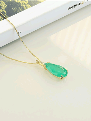 COLAR PINGENTE GOTA ESMERALDA COLOMBIANA