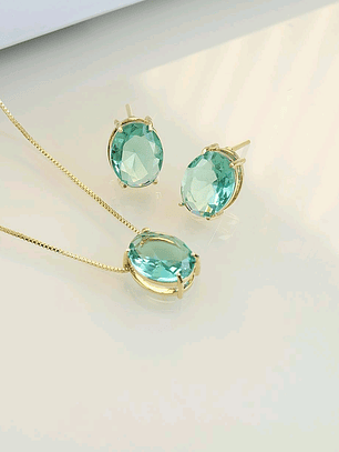 CONJUNTO OVAL TURMALINA VERDE