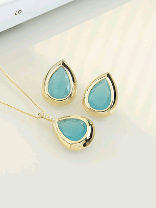 CONJUNTO GOTA TURMALINA AZUL FOSCA