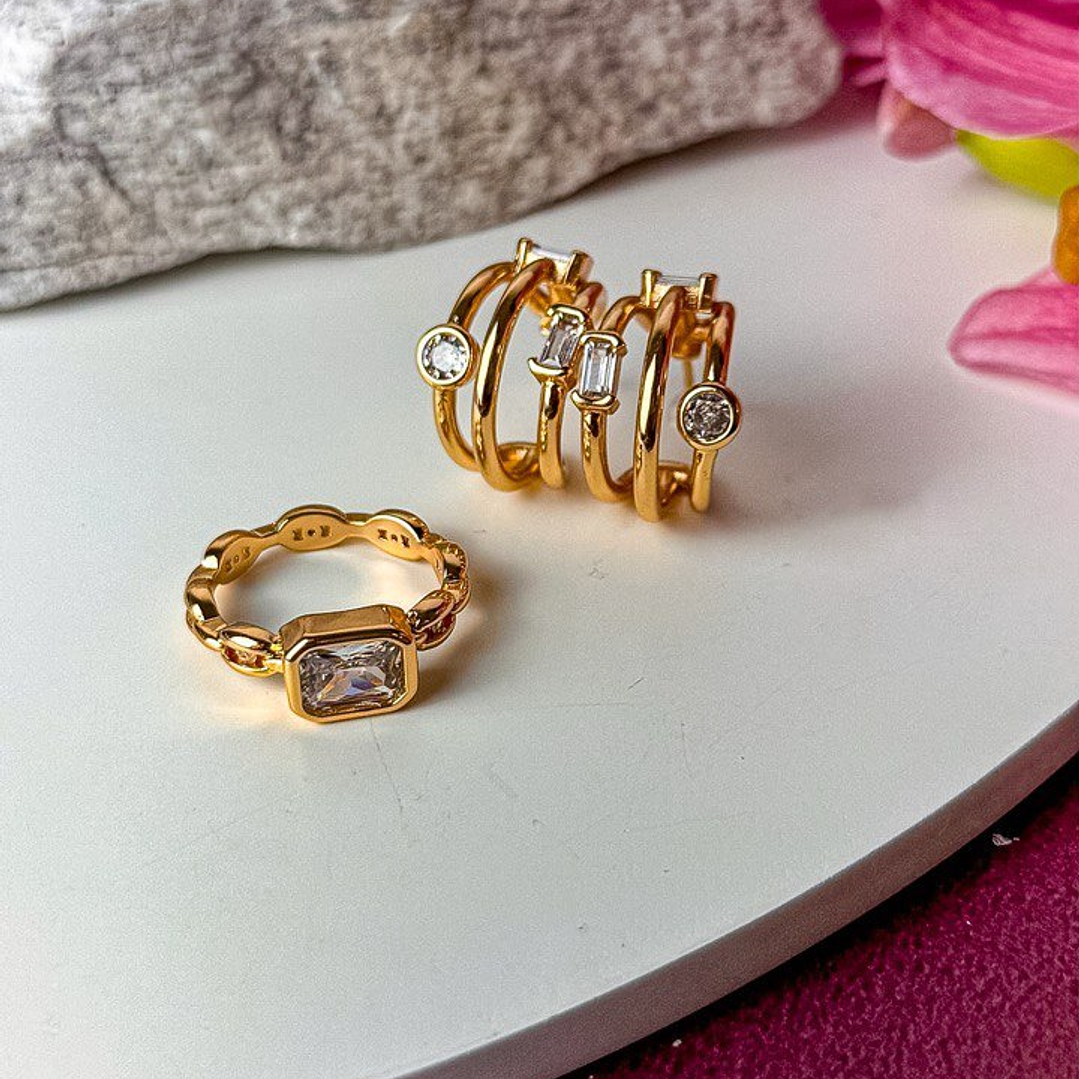 ARGOLA TRES FILETES E PONTO DE LUZ 1