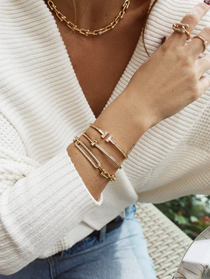BRACELETE T LISO E CRAVEJADO