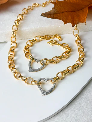 PULSEIRA ELOS CORAÇÃO CRAVEJADO