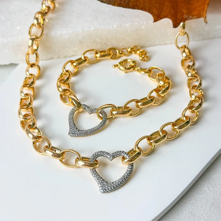 PULSEIRA ELOS CORAÇÃO CRAVEJADO 1