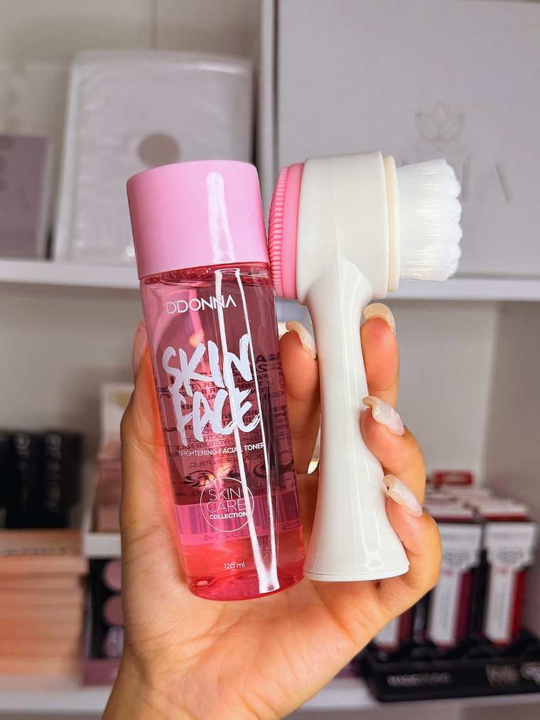 BOMB SKIN DUO (Escova de Limpeza facial + Toner Clareador) 1