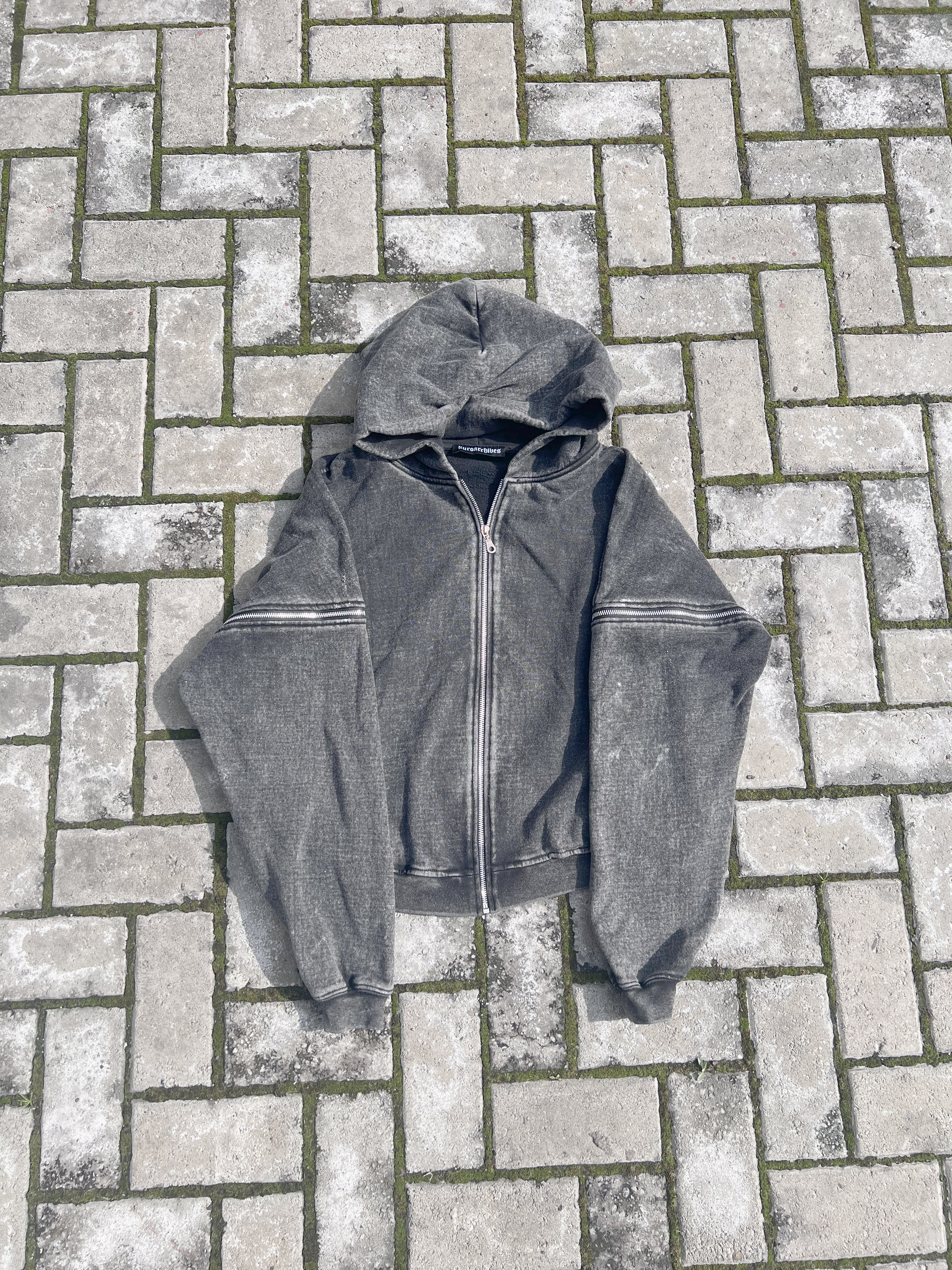 Multizipper Acid wash hoodie