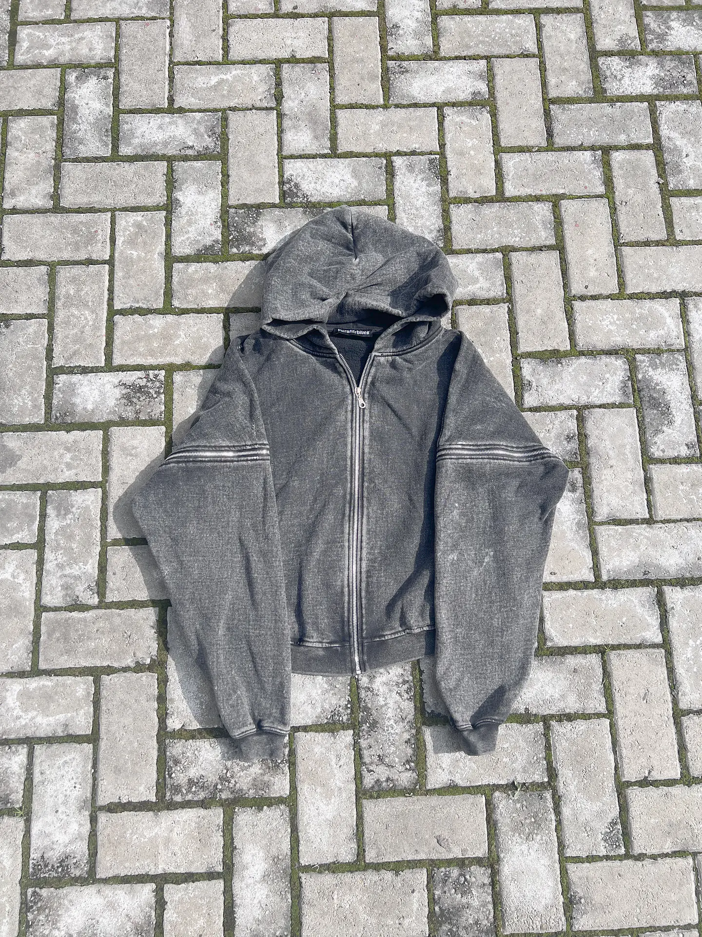 Multizipper Acid wash hoodie  1