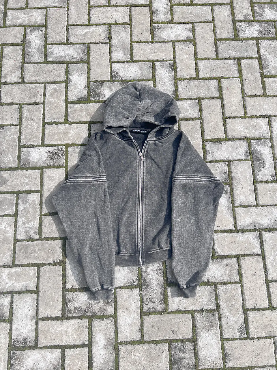 Multizipper Acid wash hoodie  1