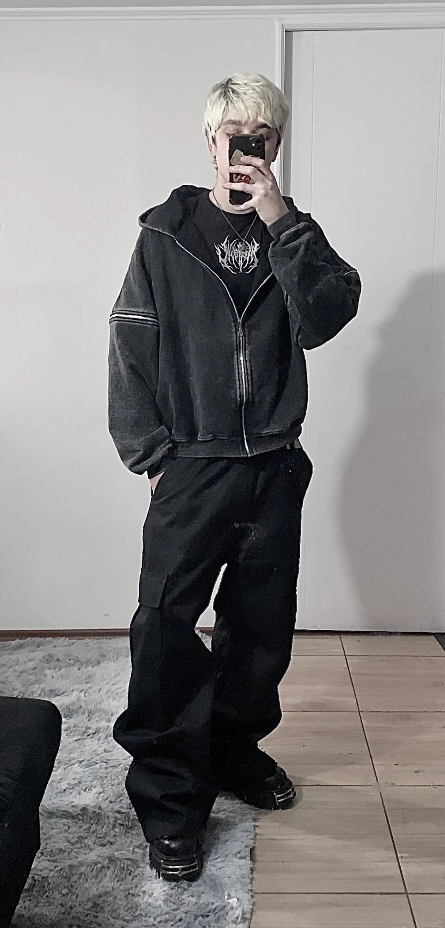 Multizipper Acid wash hoodie  2
