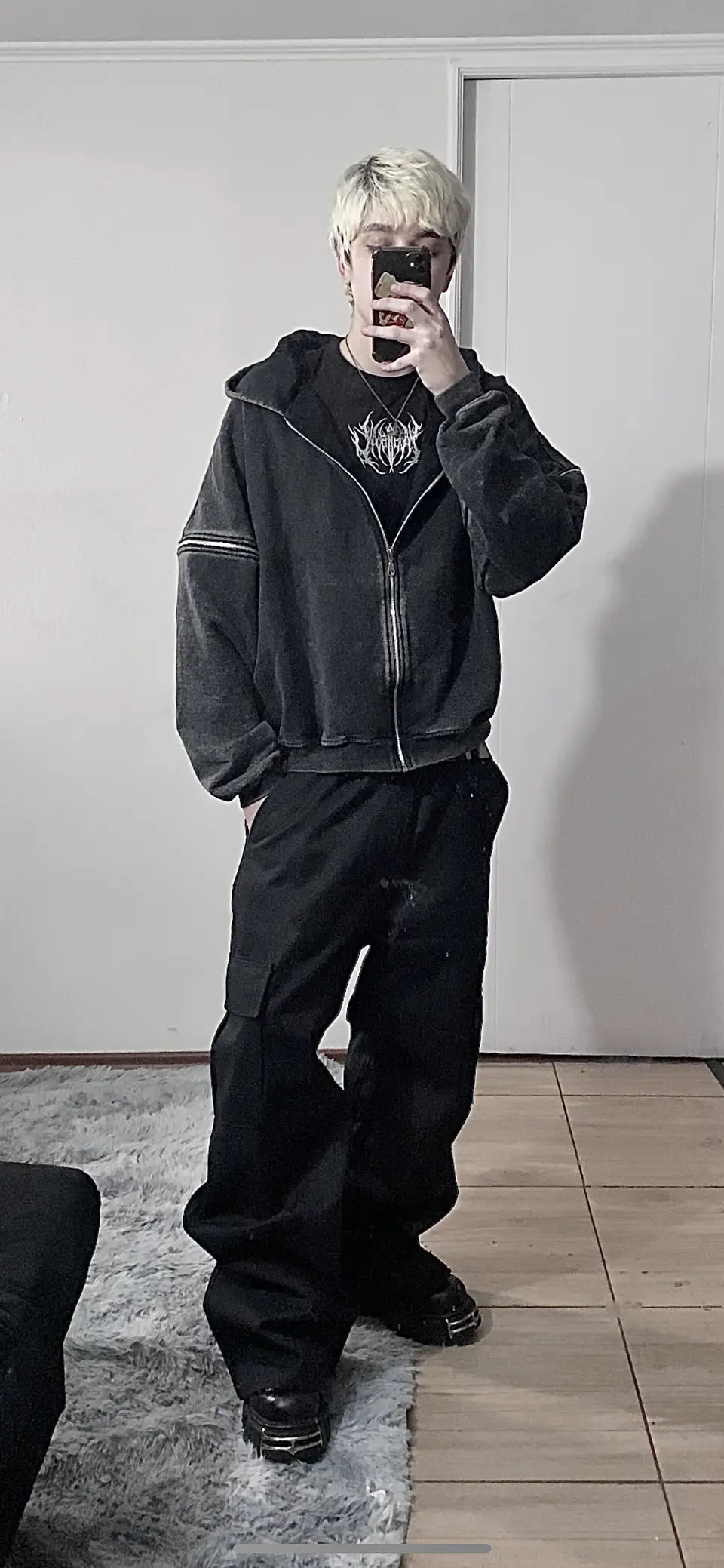 Multizipper Acid wash hoodie  2