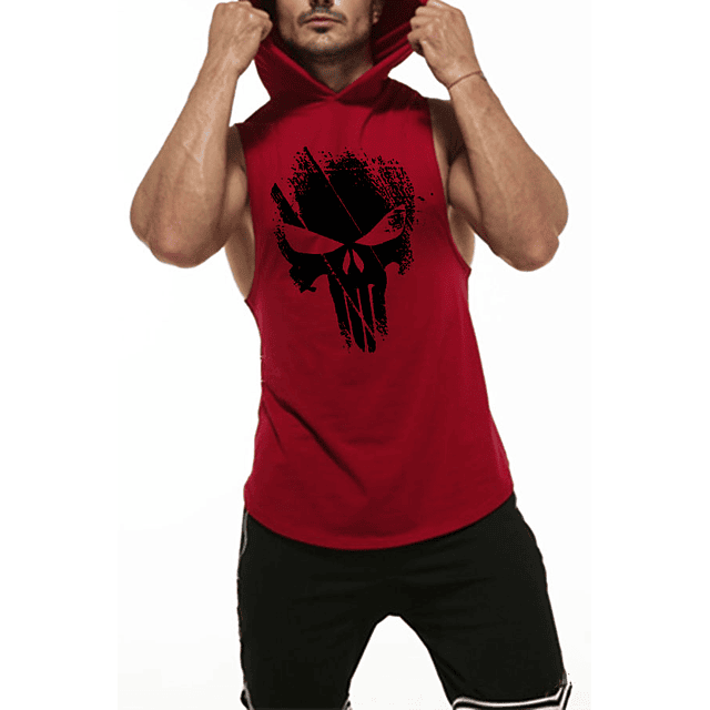 Polera Musculosa Capucha  The punisher Red