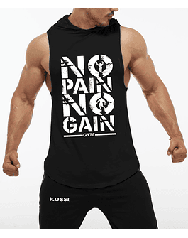 Polera Musculosa Capucha  Nopain Nogain Black