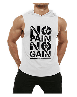 Polera Musculosa Capucha  Nopain Nogain White